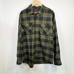 Dixxon Flannel Shirt Mens XL Green Black Plaid 12 Gauge Long Sleeve Cowboy Work